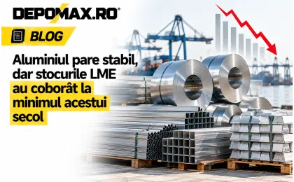Lingouri, bobine și profile din aluminiu într-un depozit european conectat la infrastructura portuară