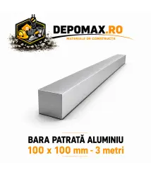 Bara patrata aluminiu 100 x 100 mm, 3 metri, EN AW-6082