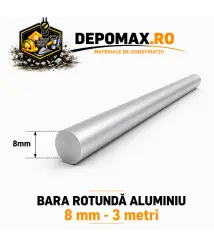 Bara rotunda aluminiu 8 mm, 3 metri, EN AW-6060