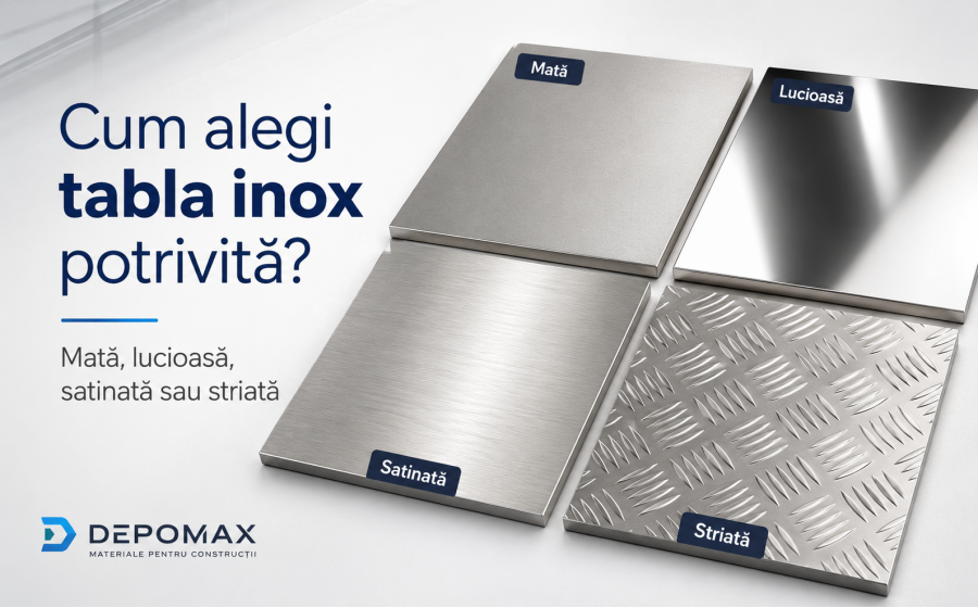 Tabla inox mată, lucioasă, satinată și striată – ghid comparativ Depomax