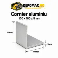 Cornier aluminiu 100 x 100 x 5 mm, 6 metri (EN AW-6060)