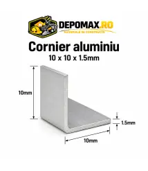 Cornier aluminiu 10 x 10 x 1.5 mm, 6 metri (EN AW-6060)