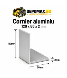 Cornier aluminiu 120 x 60 x 2 mm, 6 metri (EN AW-6060)