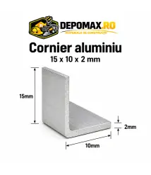 Cornier aluminiu 15 x 10 x 2 mm, 6 metri (EN AW-6060)