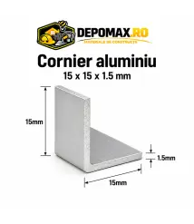 Cornier aluminiu 15 x 15 x 1.5 mm, 6 metri (EN AW-6060)