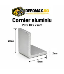 Cornier aluminiu 20 x 10 x 2 mm, 6 metri (EN AW-6060)