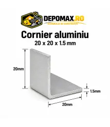 Cornier aluminiu 20 x 20 x 1.5 mm, 6 metri (EN AW-6060)