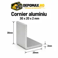 Cornier aluminiu 30 x 20 x 2 mm, 6 metri (EN AW-6060)
