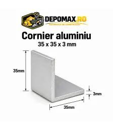 Cornier aluminiu 35 x 35 x 3 mm, 6 metri (EN AW-6060)