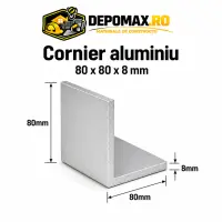 Cornier aluminiu 80 x 80 x 8 mm, 6 metri (EN AW-6060)