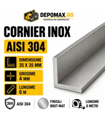 Cornier inox AISI 304, 35 x 35 x 4 mm, 6 metri