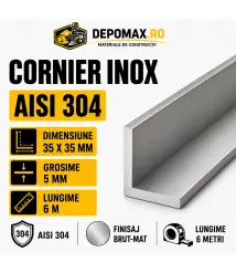 Cornier inox AISI 304, 35 x 35 x 5 mm, 6 metri
