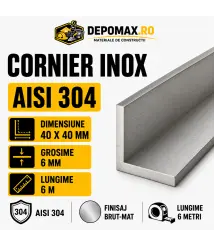 Cornier inox AISI 304, 40 x 40 x 6 mm, 6 metri