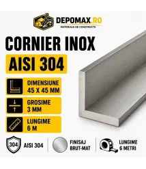Cornier inox AISI 304, 45 x 45 x 3 mm, 6 metri