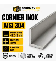 Cornier inox AISI 304, 45 x 45 x 4 mm, 6 metri