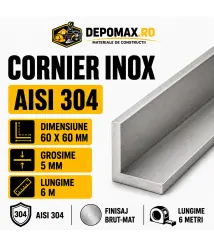 Cornier inox AISI 304, 60 x 60 x 5 mm, 6 metri