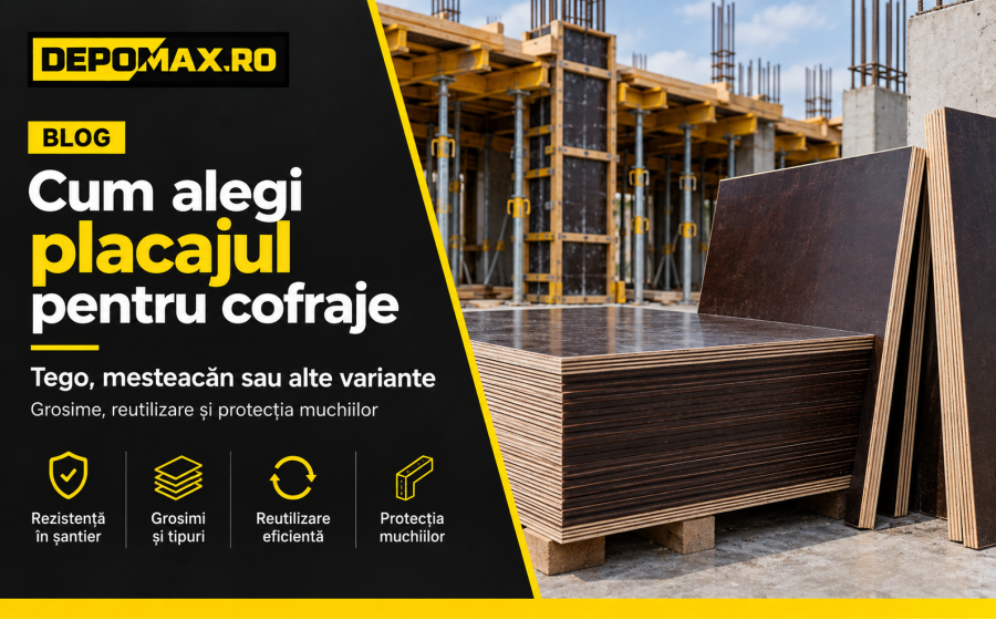 Placaj Tego filmat pentru cofraje din beton, panouri și structură de susținere în șantier