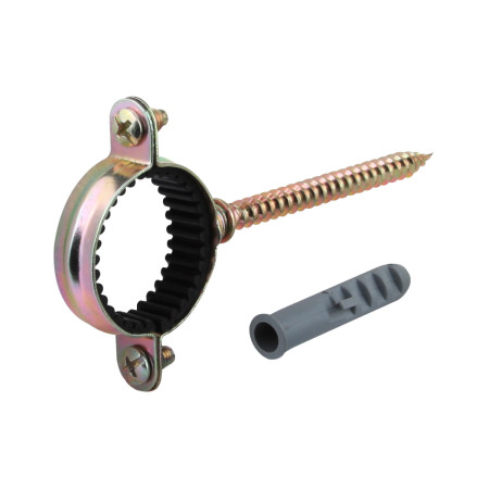 Colier metalic zincat galben cu garnitura EvoSanitary, 22 mm