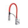 Baterie bucatarie pipa flexibila si suport fixare, lungime 200 mm, culoare rosu