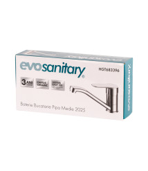 Baterie bucatarie pipa medie 2025 EvoSanitary, lungime 170 mm, inaltime utila 104 mm