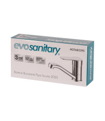 Baterie bucatarie pipa scurta 2025 EvoSanitary, lungime 135 mm, inaltime utila 104 mm