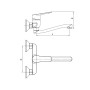 Baterie cada pipa lunga 2025 EvoSanitary, lungime 180 mm, interax 150 mm