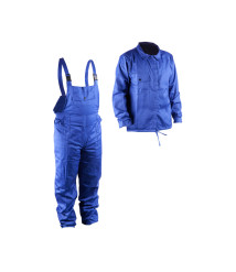 Costum de lucru cu haina si pantalon cu pieptar albastru, marimea 48