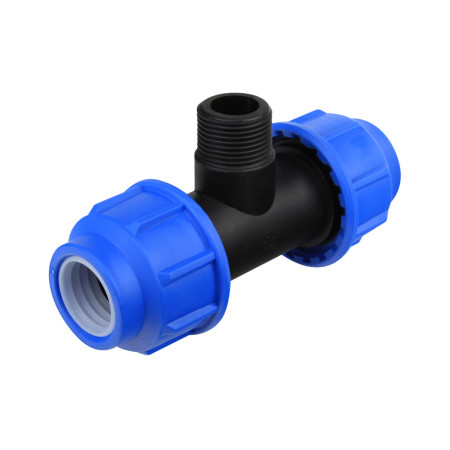 Teu PEHD cu filet exterior EvoSanitary, 25 mm x 3/4 inch, pachet 5 bucati