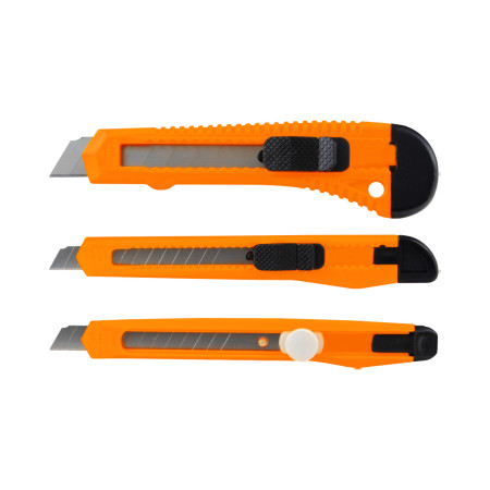 Set 3 cuttere, lame 9x80 si 18x100 mm