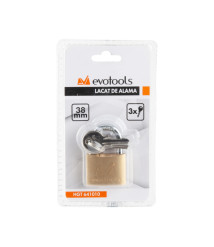 Lacat EvoTools din alama cu belciug cromat, 50 mm, 3 chei