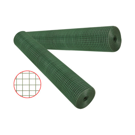 Plasa sudata zincata plastifiata verde, 1.5x10 m, fir 1.2 mm, ochiuri 16x16 mm