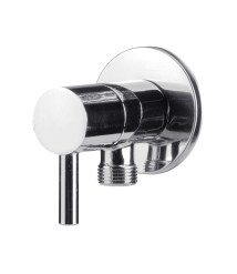 Robinet coltar nichelat cu cap armatura ceramic 1001, diametru intrare 1/2 inch, diametru iesire 3/8 inch