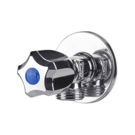 Robinet coltar nichelat cu cap armatura din cauciuc 1002, diametru intrare 1/2 inch, diametru iesire 1/2 inch