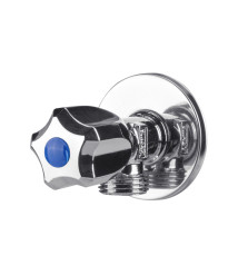 Robinet coltar nichelat cu cap armatura din cauciuc 1002, diametru intrare 1/2 inch, diametru iesire 3/4 inch