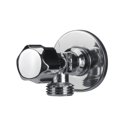 Robinet coltar nichelat cu cap armatura din cauciuc 1003, diametru intrare 1/2 inch, diametru iesire 1/2 inch