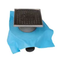 Sifon de pardoseala patrat cu inaltator si membrana hidroizolatie EvoSanitary, 150x150 mm, evacuare 50 mm