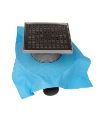 Sifon de pardoseala patrat cu inaltator si membrana hidroizolatie EvoSanitary, 150x150 mm, evacuare 50 mm