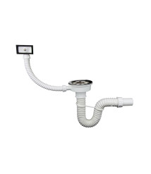 Sifon flexibil chiuveta cu ventil si preaplin Texo, evacuare 40/50 mm, ventil 90 mm