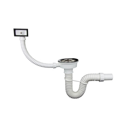Sifon flexibil chiuveta cu ventil si preaplin Texo, evacuare 40/50 mm, ventil 90 mm