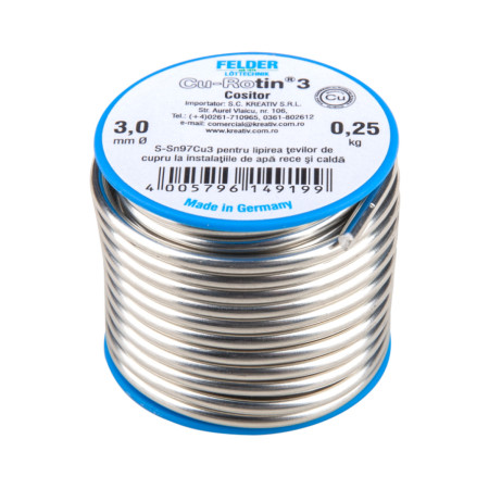 Aliaj de lipire moale Sn97Cu3 pentru cupru, 3 mm, 200 g