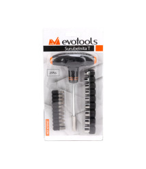 Surubelnita cu maner T si accesorii EvoTools, set 21 piese