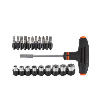 Surubelnita cu maner T si accesorii EvoTools, set 21 piese