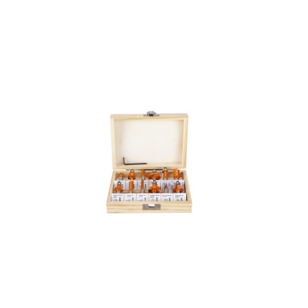 Set 12 freze pentru lemn, diametru 6 mm, cutie lemn