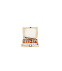 Set 12 freze pentru lemn, diametru 8 mm, cutie lemn