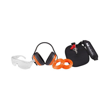 Kit motocoasa 3 cu ochelari, casti, 2 role fir si ham EvoTools