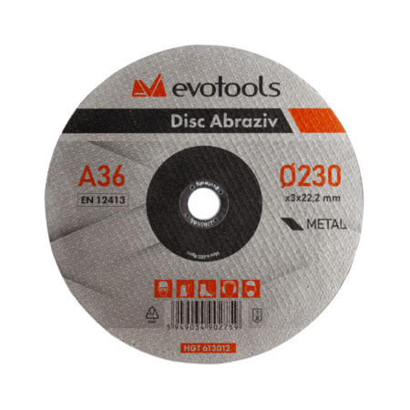 Disc abraziv debitare metal EvoTools A36, 180 x 3 x 22.2 mm