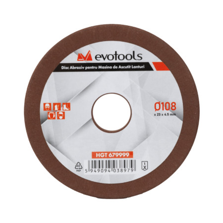 Disc abraziv pentru masina de ascutit lanturi EvoTools 108 x 3.2 x 23.1 mm, P100