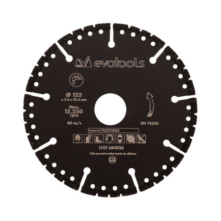 Disc diamantat EvoTools pentru debitare beton si sticla 125 mm