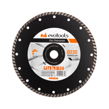 Disc diamantat turbo EvoTools 115 mm, uscat/umed, segment 1.8 mm