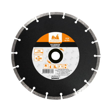 Disc diamantat uscat negru EvoTools 180 mm, segmentat